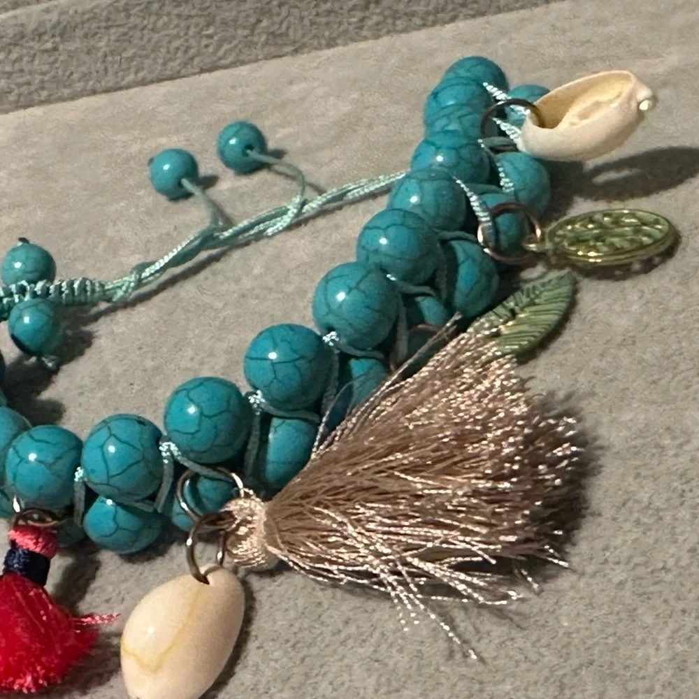 Good luck beach bracelet. Blue and Red Bohemian Bracelet
